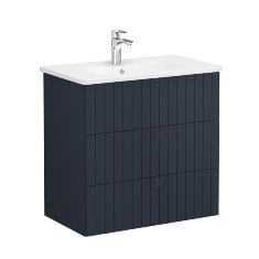 Vitra Root Groove 69504 Lavabo Dolabı, Üç Çekmeceli, 80 Cm, Mat Lacivert, Yuvarlak Lavabolu